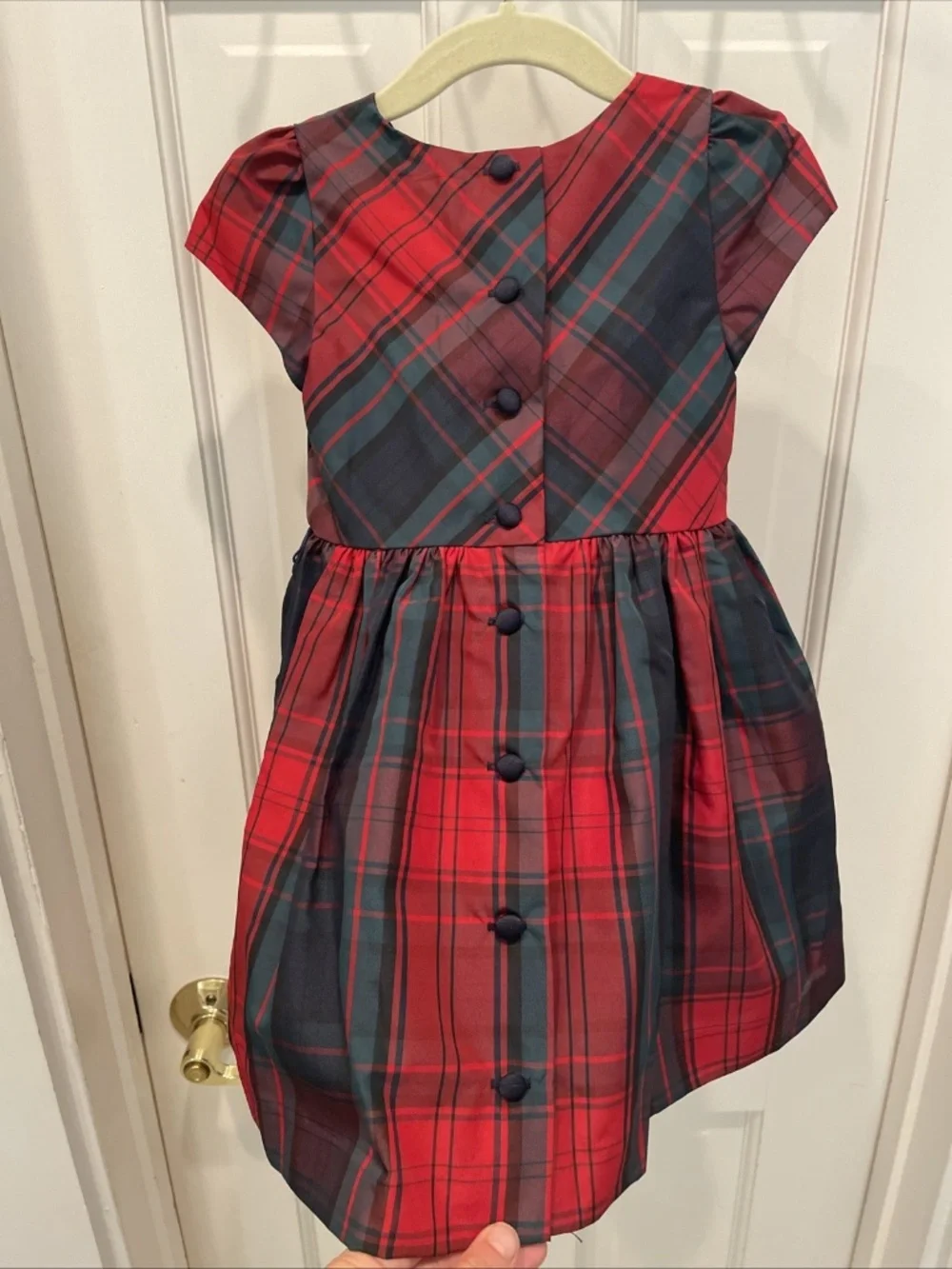 Ralph Lauren Girls 18 Months Holiday Tartan Dress Full Back Buttons Red Plaid